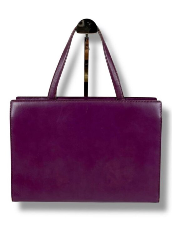 Prada Shoulder Bag Tote Purple Vitello Leather - Picture 3 of 13